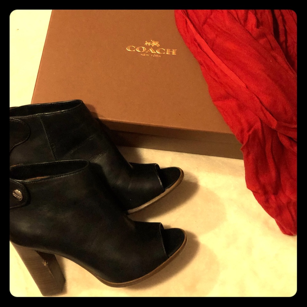 Coach peep toe booties.